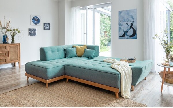 Divano letto angolare turchese (angolo sinistro) Dazzling Daisy - Miuform