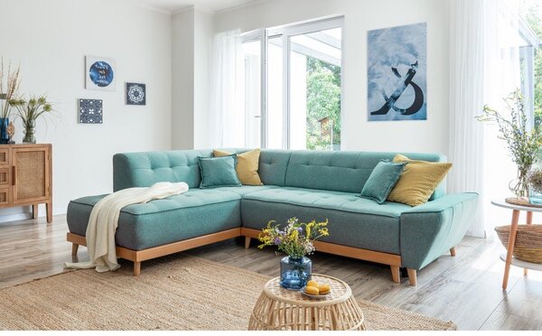 Divano letto angolare turchese (angolo sinistro) Dazzling Daisy - Miuform