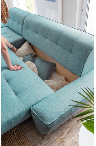 Divano letto angolare turchese (variabile) Dazzling Daisy - Miuform