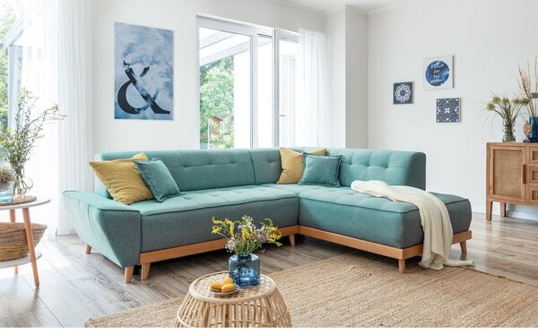 Divano letto angolare turchese (angolo destro) Dazzling Daisy - Miuform