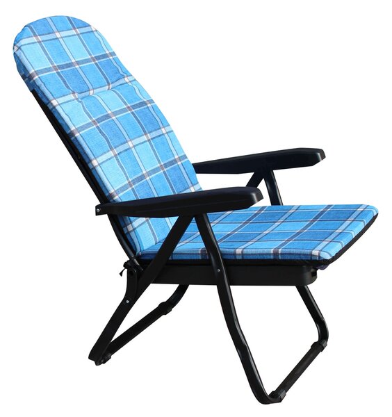 Sedia sdraio in acciaio con schienale reclinabile e poggiapiedi a