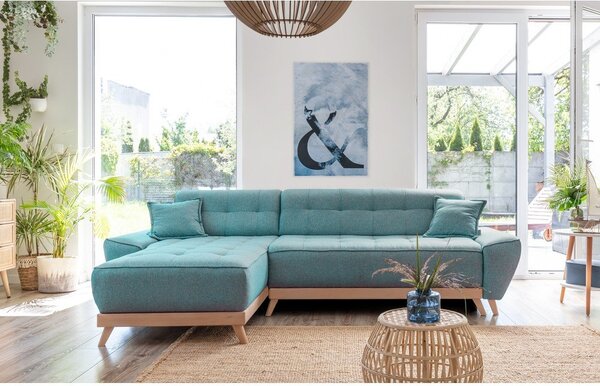 Divano letto angolare turchese (variabile) Dazzling Daisy - Miuform