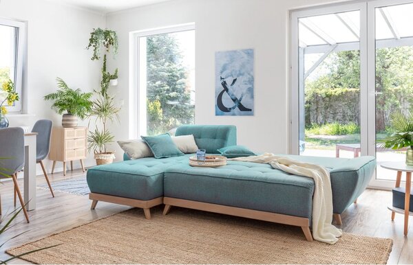 Divano letto angolare turchese (variabile) Dazzling Daisy - Miuform
