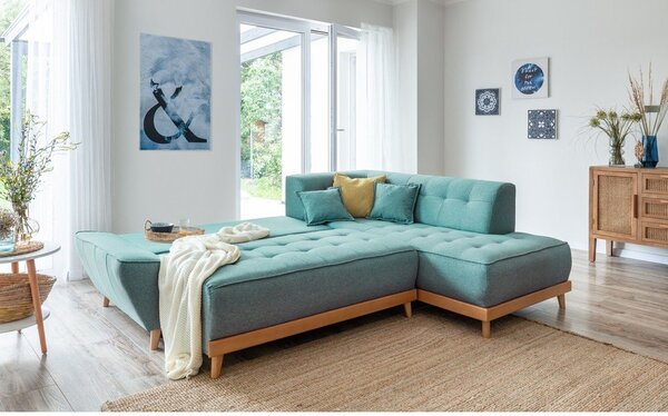 Divano letto angolare turchese (angolo destro) Dazzling Daisy - Miuform