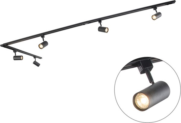 QAZQA - Sistema moderno di binari monofase Smart I faretto I faretto a soffitto I faretto a soffitto I faretto a 5 fiamme Spot I faretto I faretto a soffitto I faretto a soffitto I faretto I lampada I lampada incl. 5 fiamme