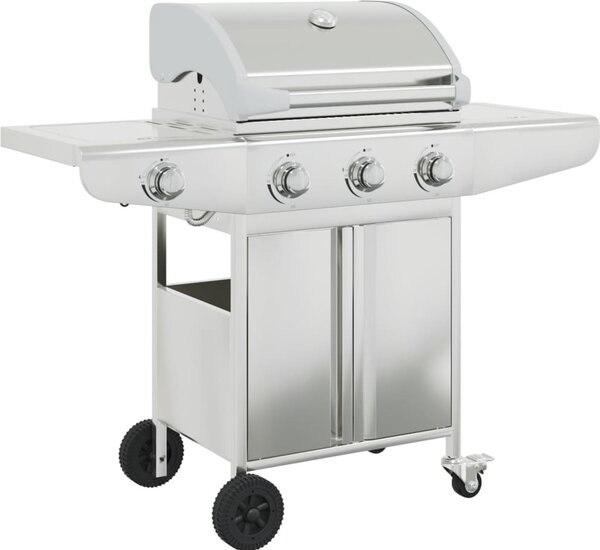 Griglia per barbecue a gas con 4 bruciatori, in acciaio inossidabile, color argento