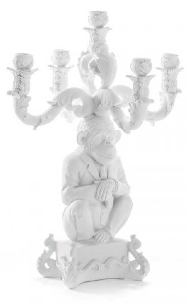 Seletti Candeliere con 5 fuochi in resina dal design moderno ed eccentrico Burlesque Bianco