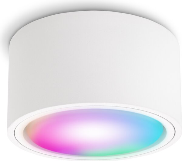 SSC-LUXon CELI-X faretto da superficie bianco piatto con lampada LED compatibile con Alexa, Siri e Google - Spot con Smart LED RGB+W GX53