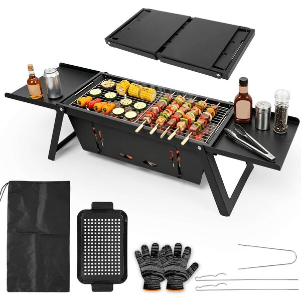 Griglia per barbecue a carbone Houtskool, con piano pieghevole a 3 livelli