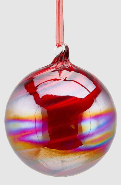 EDG - Enzo de Gasperi Decorazione natalizia per albero palla in vetro grande a spirale Rosso Borgogna
