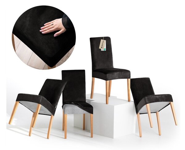 Set di coprisedia neri con rivestimento elastico per sedie 4 pz 48 cm Sento – Restilo