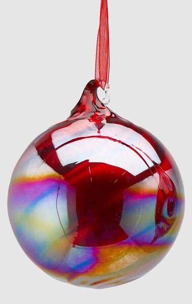 EDG - Enzo de Gasperi Decorazione natalizia per albero palla in vetro piccola a spirale Rosso Borgogna