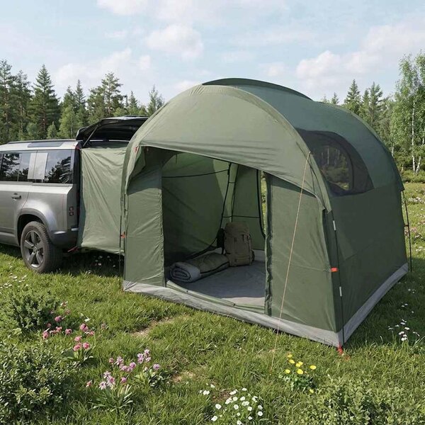 Una tenda da giardino sul retro, con tettoia impermeabile