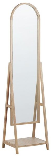 Specchio da terra con mensola in legno chiaro CHAMBERY Beliani