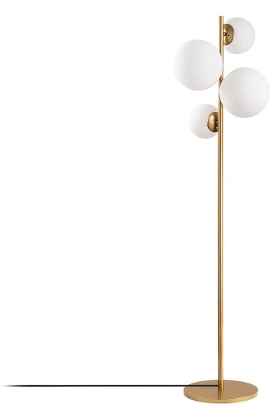 Lampada da terra bianca/color ottone con paralume in vetro (altezza totale 162 cm) Fazli – Opviq lights
