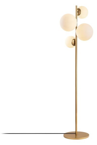 Lampada da terra bianca/color ottone con paralume in vetro (altezza totale 162 cm) Fazli – Opviq lights
