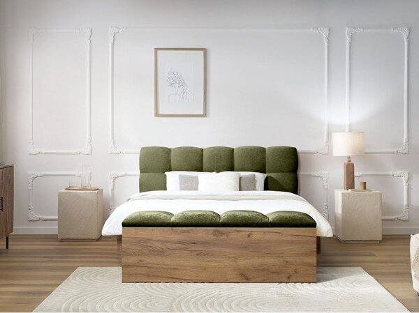 Letto matrimoniale imbottito verde rete inclusa 180x200 cm Kumo - Bobochic Paris