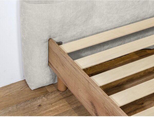 Letto matrimoniale imbottito grigio chiaro rete inclusa 180x200 cm Kumo - Bobochic Paris