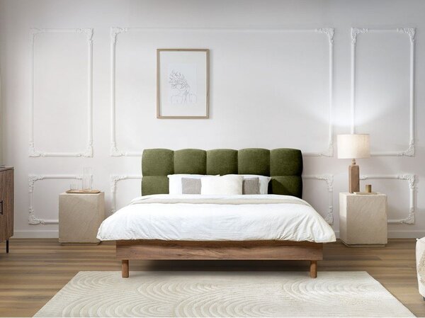 Letto matrimoniale imbottito verde rete inclusa 180x200 cm Kumo - Bobochic Paris