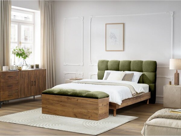 Letto matrimoniale imbottito verde rete inclusa 180x200 cm Kumo - Bobochic Paris