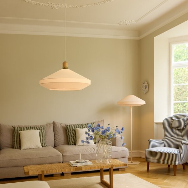 Lampada a sospensione Halo Design, Paris, dimmerabile, Beige, Soggiorno, Tessuto / Tessile, Design