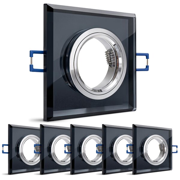 SSC-LUXon ALINA 6x design vetro faretto da incasso angolare nero con attacco per GU10 o modulo - luce da incasso a soffitto dimensione foro 60-70mm
