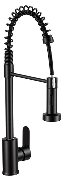 Miscelatore da cucina REMZETTA, nero, con doccetta estraibile, rubinetto girevole a 360° con 2 tipi di getto, miscelatore monocomando per acqua calda e fredda, rubinetto per lavello con doccetta a molla