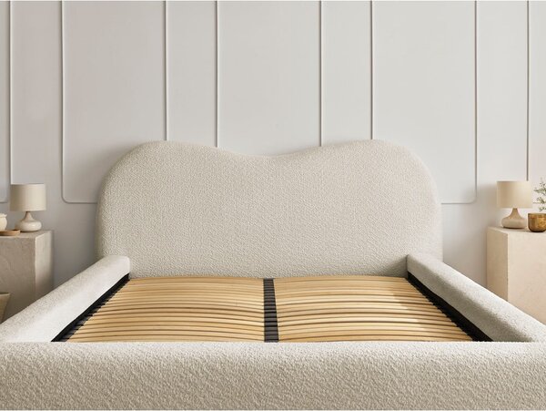 Letto matrimoniale imbottito beige con contenitore con rete inclusa 180x200 cm Orlane – Bobochic Paris