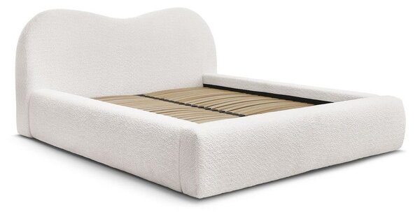 Letto matrimoniale bianco imbottito con spazio contenitivo con rete inclusa 180x200 cm Orlane – Bobochic Paris