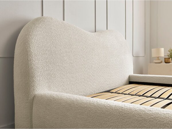 Letto matrimoniale imbottito beige con contenitore con rete inclusa 180x200 cm Orlane – Bobochic Paris