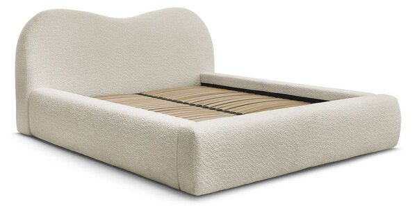 Letto matrimoniale imbottito beige con contenitore con rete inclusa 180x200 cm Orlane – Bobochic Paris
