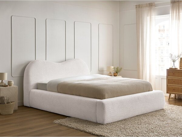 Letto matrimoniale bianco imbottito con spazio contenitivo con rete inclusa 180x200 cm Orlane – Bobochic Paris