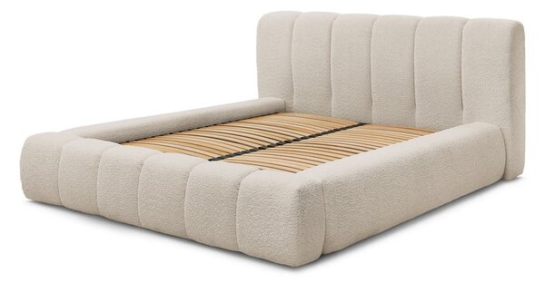 Letto matrimoniale imbottito beige contenitore e rete inclusi 140x190 cm Denali - Bobochic Paris