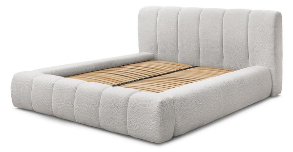 Letto matrimoniale imbottito in grigio chiaro con contenitore con rete inclusa 180x200 cm Denali – Bobochic Paris
