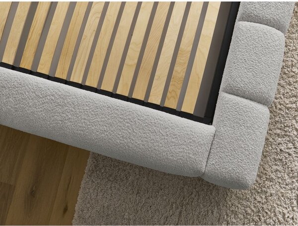Letto matrimoniale imbottito in grigio chiaro con contenitore con rete inclusa 180x200 cm Denali – Bobochic Paris