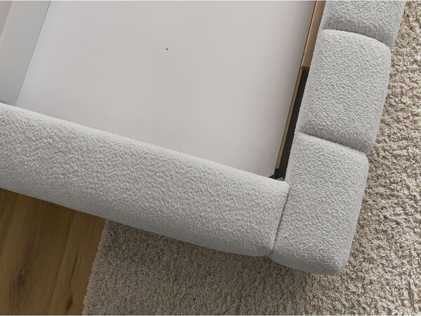 Letto matrimoniale imbottito in grigio chiaro con contenitore con rete inclusa 180x200 cm Denali – Bobochic Paris