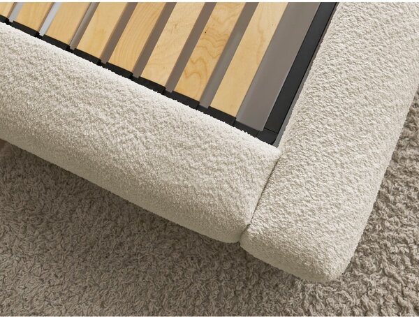 Letto matrimoniale imbottito beige con contenitore con rete inclusa 180x200 cm Orlane – Bobochic Paris