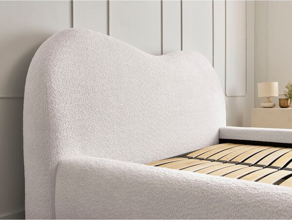 Letto matrimoniale bianco imbottito con spazio contenitivo con rete inclusa 180x200 cm Orlane – Bobochic Paris