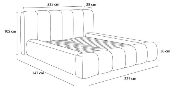 Letto matrimoniale imbottito in grigio chiaro con contenitore con rete inclusa 180x200 cm Denali – Bobochic Paris