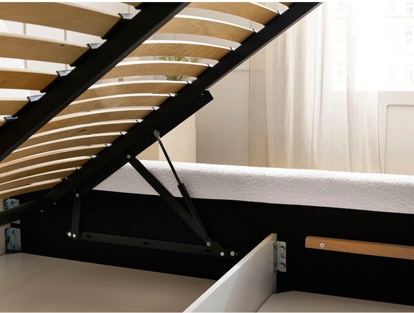 Letto matrimoniale bianco imbottito con spazio contenitivo con rete inclusa 180x200 cm Orlane – Bobochic Paris