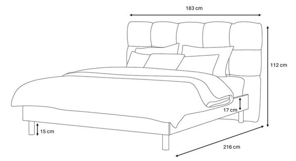 Letto matrimoniale imbottito verde rete inclusa 160x200 cm Kumo - Bobochic Paris