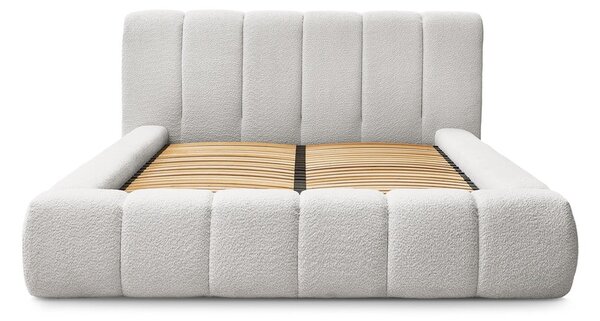 Letto matrimoniale imbottito in grigio chiaro con contenitore con rete inclusa 180x200 cm Denali – Bobochic Paris