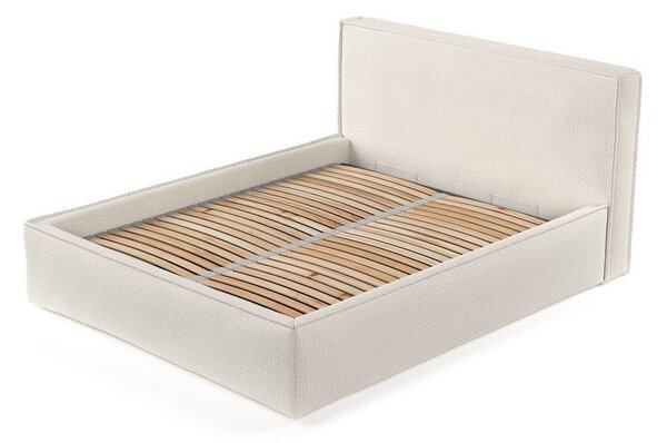 Letto matrimoniale imbottito beige con contenitore con rete inclusa 180x200 cm Lounge L – Maison de Rêve