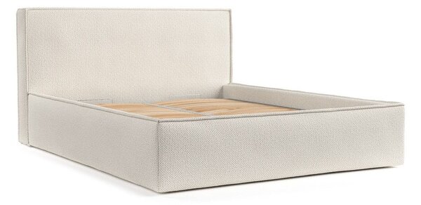 Letto matrimoniale imbottito beige con contenitore con rete inclusa 180x200 cm Lounge L – Maison de Rêve