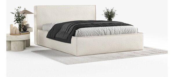 Letto matrimoniale imbottito beige con contenitore con rete inclusa 180x200 cm Lounge L – Maison de Rêve