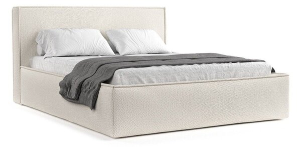 Letto matrimoniale imbottito beige con contenitore con rete inclusa 180x200 cm Lounge L – Maison de Rêve