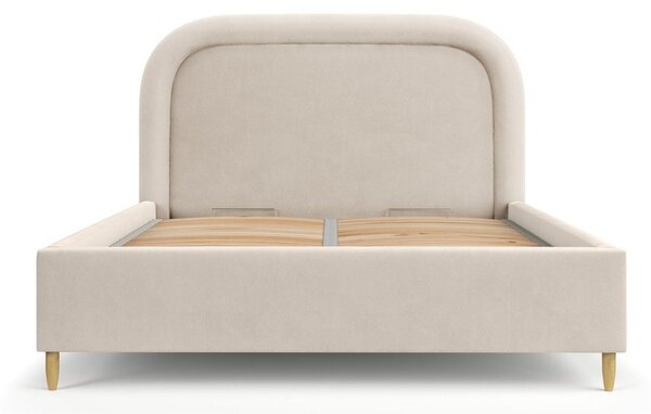 Letto matrimoniale imbottito beige con spazio contenitivo e rete 180x200 cm Mija - Maison de Rêve