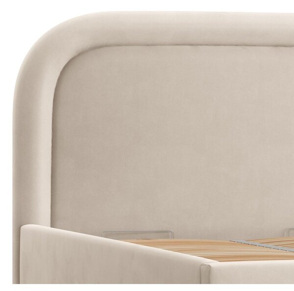 Letto matrimoniale imbottito beige con spazio contenitivo e rete 180x200 cm Mija - Maison de Rêve