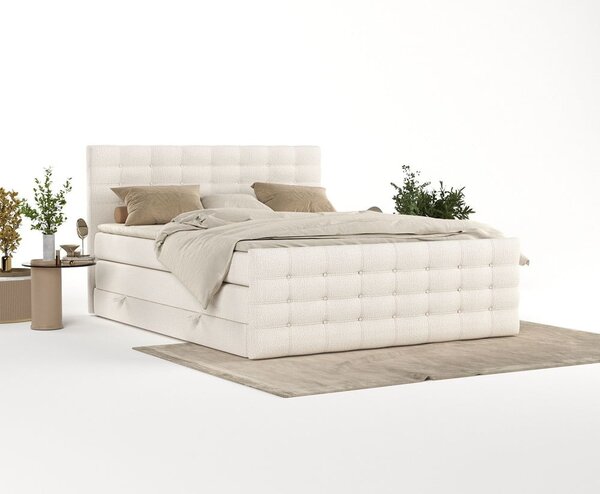 Letto boxspring color crema con contenitore 200x200 cm Blend – Maison de Rêve