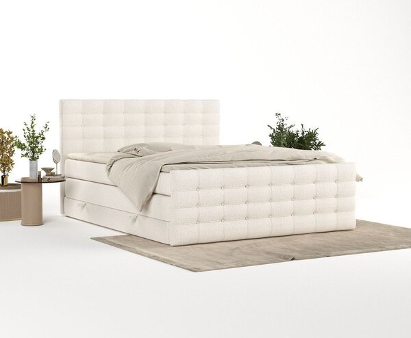 Letto boxspring color crema con contenitore 200x200 cm Blend – Maison de Rêve